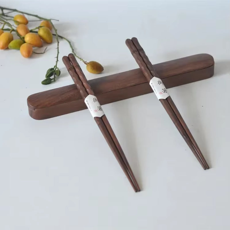 Elegant Black Walnut Tortoise Shell Chopsticks