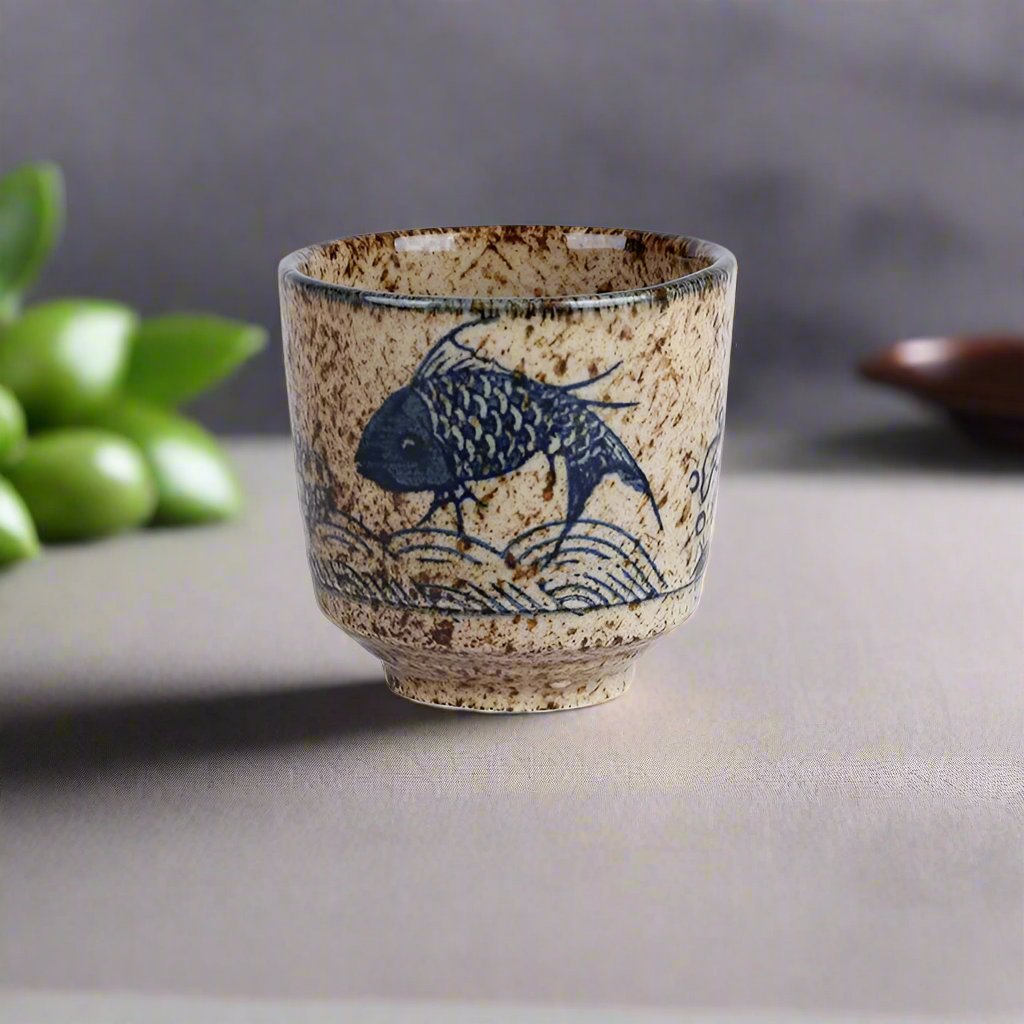 Japanese Style Hefeng Hand-Painted Ceramic Tea Cup, Wine Cup, Small Size Drinking Cup, Hotel Heat-Resistant Thickened Home Tea