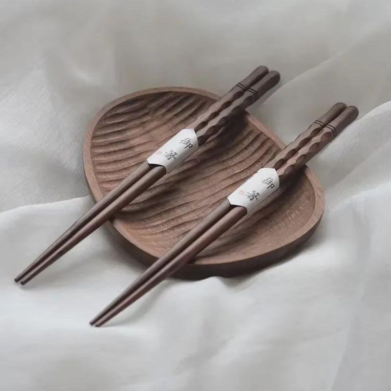 Elegant Black Walnut Tortoise Shell Chopsticks