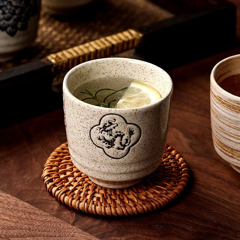 Japanese Style Hefeng Hand-Painted Ceramic Tea Cup, Wine Cup, Small Size Drinking Cup, Hotel Heat-Resistant Thickened Home Tea