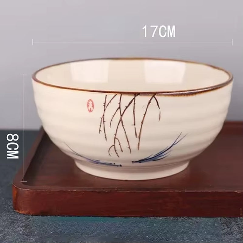  Hand-Painted Japanese-Style Ceramic Ramen Bowl