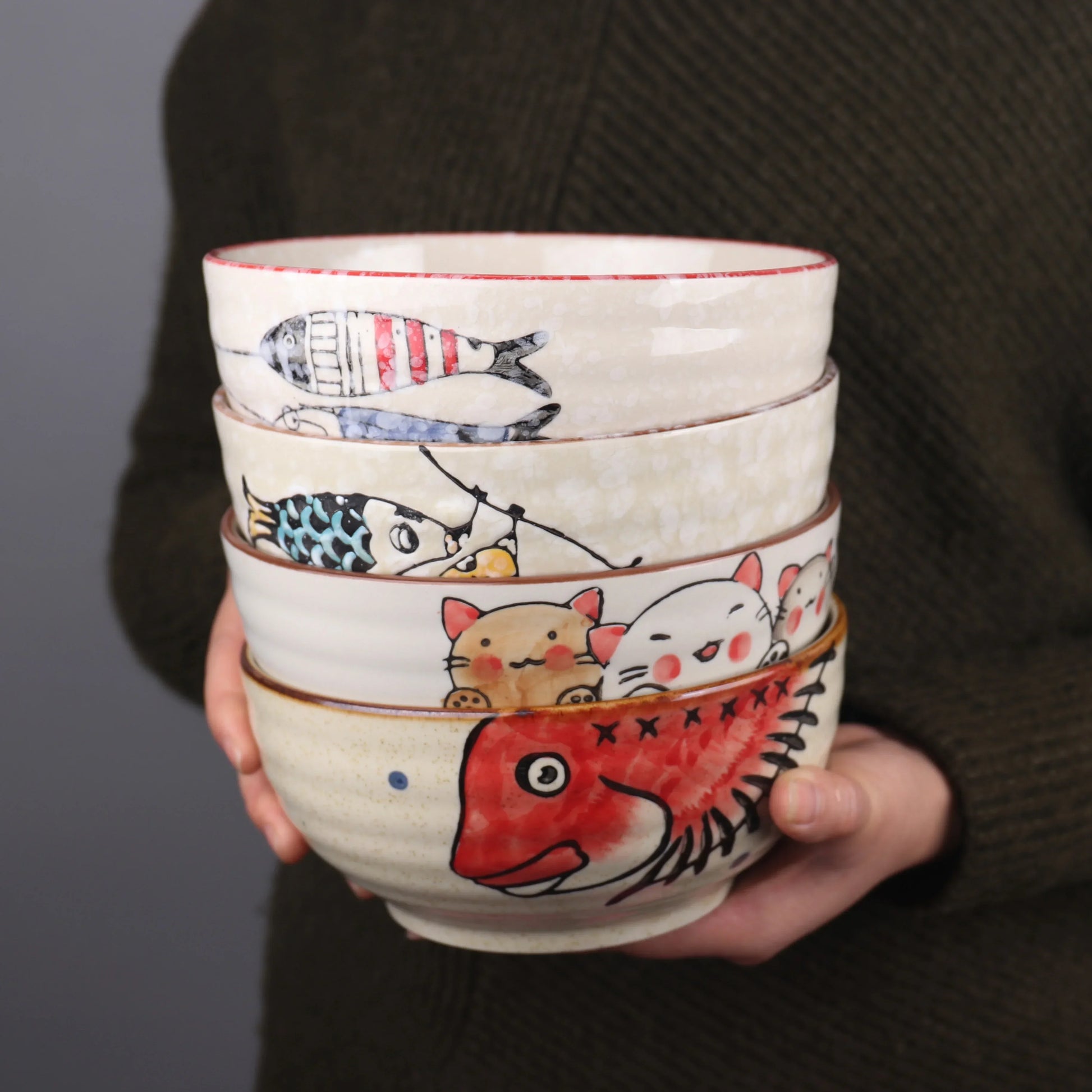  Hand-Painted Japanese-Style Ceramic Ramen Bowl