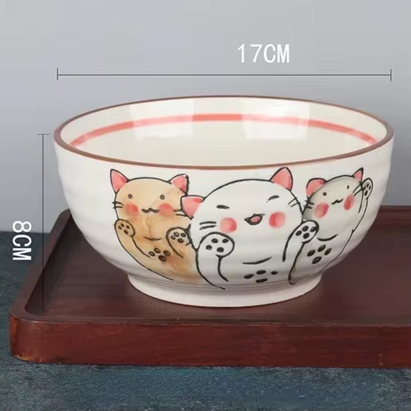  Hand-Painted Japanese-Style Ceramic Ramen Bowl