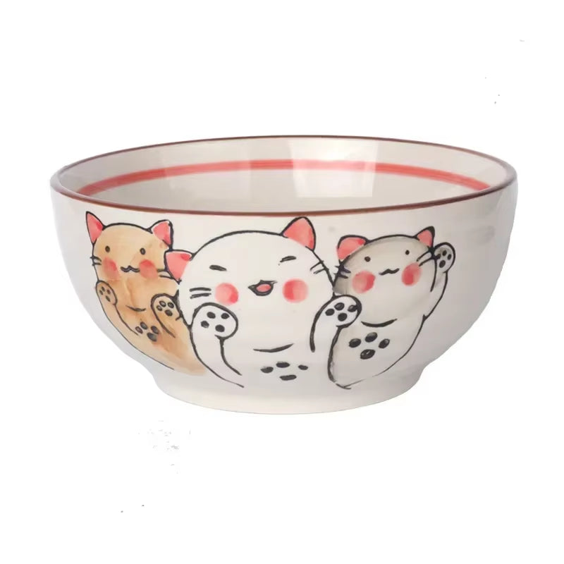  Hand-Painted Japanese-Style Ceramic Ramen Bowl