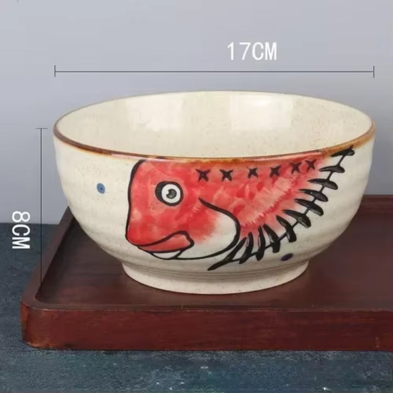  Hand-Painted Japanese-Style Ceramic Ramen Bowl